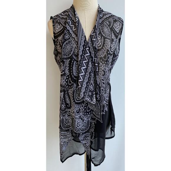 Cache Tops - Cache lagenlook top blouse shirt with tie closure sz M